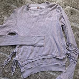 FP ONE Free people thermal waffle long sleeve hi low top